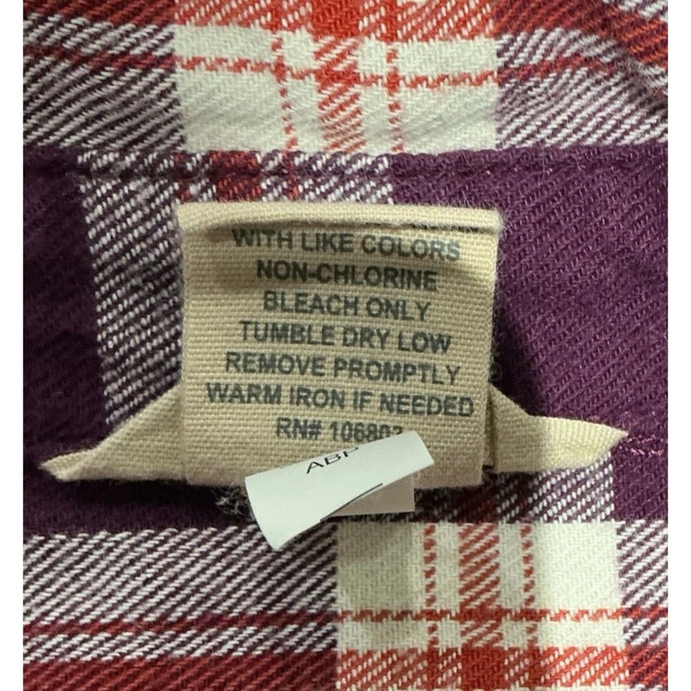 Duluth Trading Burlyweight Flannel Shirt womens Large Purple Plaid 100% Cotton - Picture 6 of 6